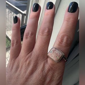 Fire Opal Sterling Silver Ring - size 10